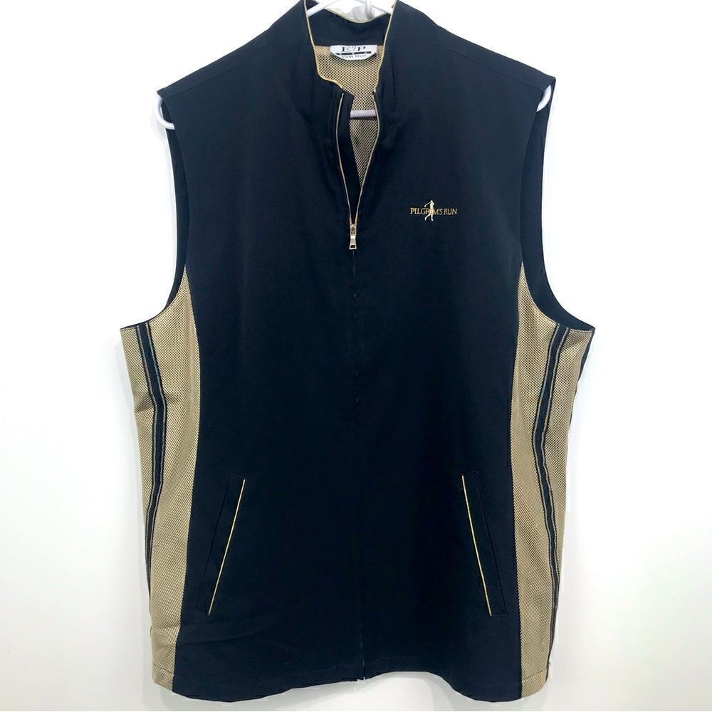 EP Pro Tour Tech Black and Gold Mesh Pilgrim’s Run Golf Vest